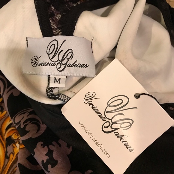 Viviana Gabeiras Sheath Scuba Dress NEW Size Medium Black Orange - Picture 14 of 16